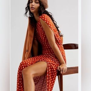 Free People Lakeside Printed Midi Dress in Small
